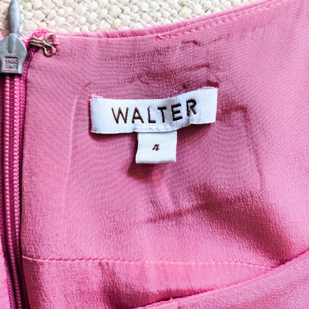 WALTER By WALTER BAKER 100% Silk Pink Ruffled Dress Size 4 - Picture 7 of 8